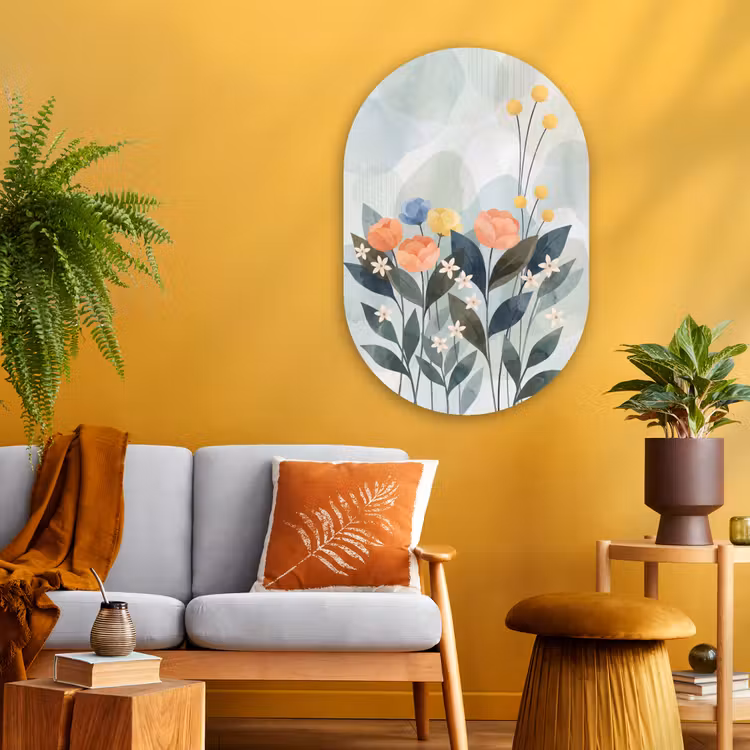 Glasbild Oval - Blumen – Abstrakt – Farbenfroh — 3