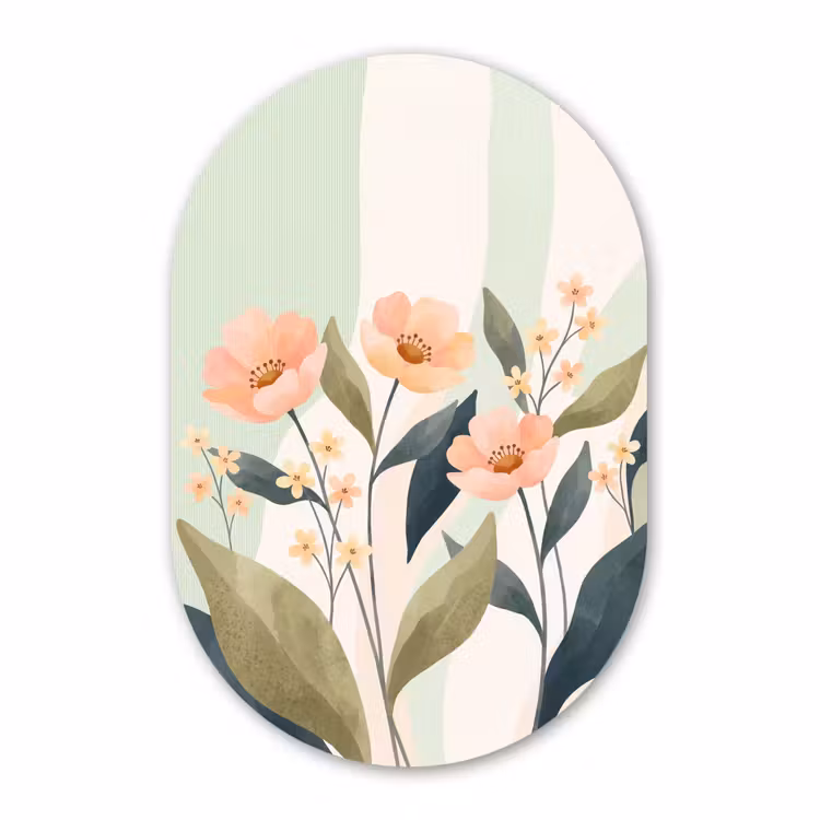 Glasbild Oval - Blumen – Natur – Abstrakt — 1