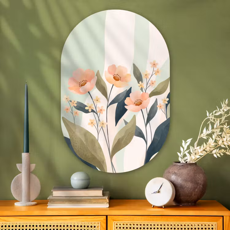Glasbild Oval - Blumen – Natur – Abstrakt — 2