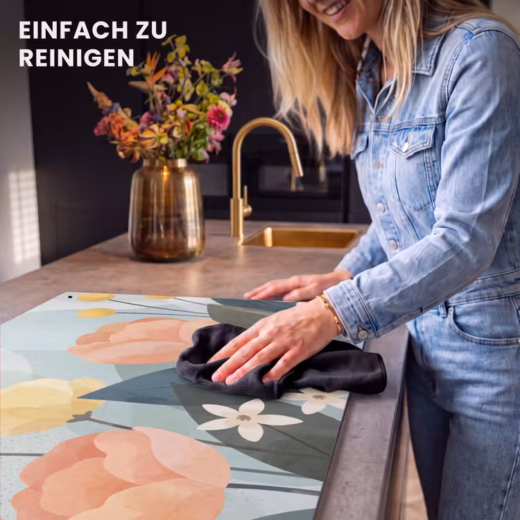 2-in-1 Herdabdeckplatte & Spritzschutz - Blumen – Abstrakt – Farbenfroh — 5