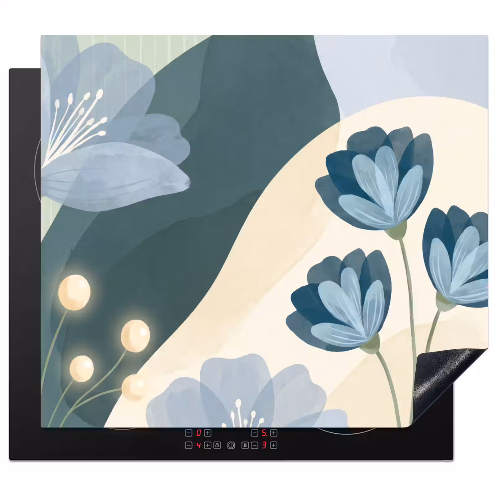 Herdabdeckplatte - Blumen – Abstrakt – Blau — 1