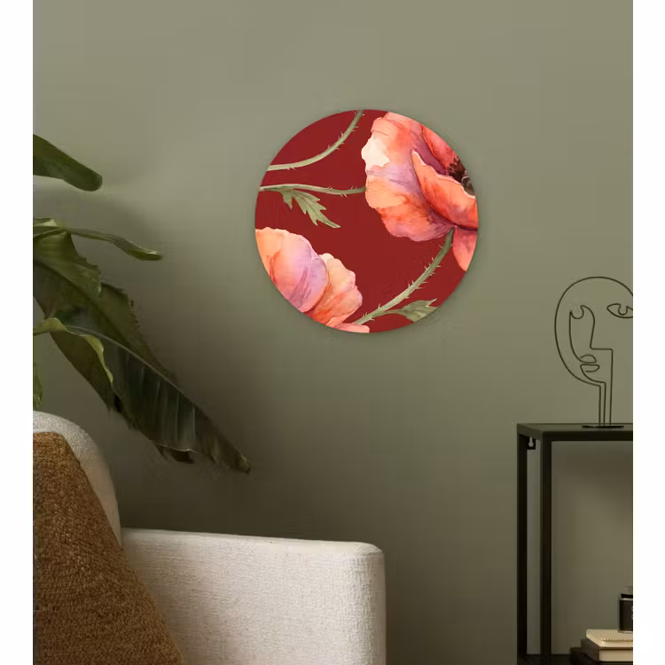Forexbild Rund - Blumen – Aquarell – Rot — 3