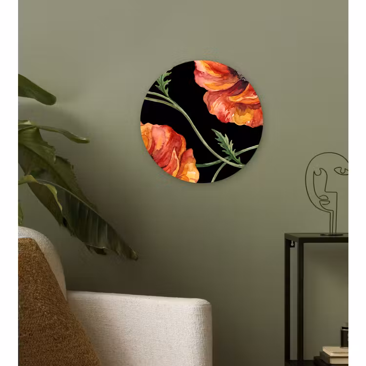 Forexbild Rund - Blumen – Aquarell – Schwarz — 3