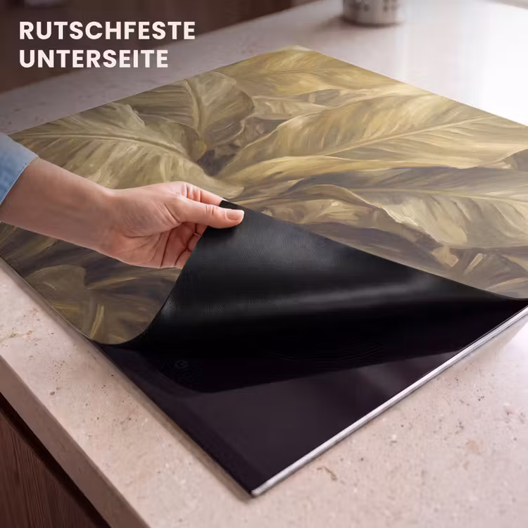 Herdabdeckplatte - Blätter – Tropisch – Gold — 9