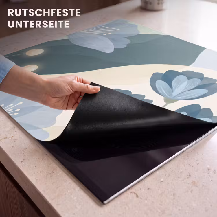 Herdabdeckplatte - Blumen – Abstrakt – Blau — 9
