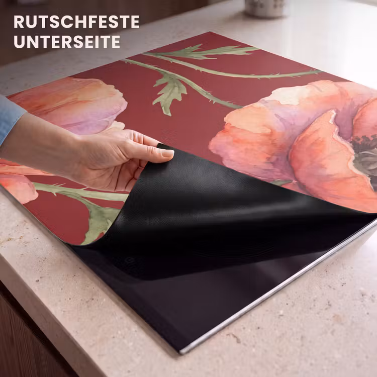 Herdabdeckplatte - Blumen – Aquarell – Rot — 9