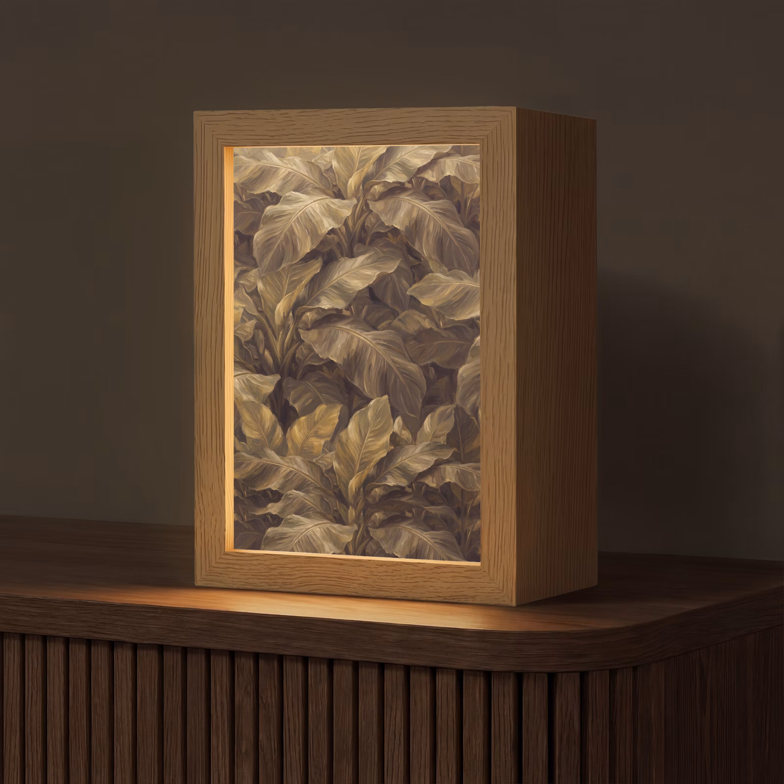 Personalisierte Lightbox - Blätter – Tropisch – Gold — 1