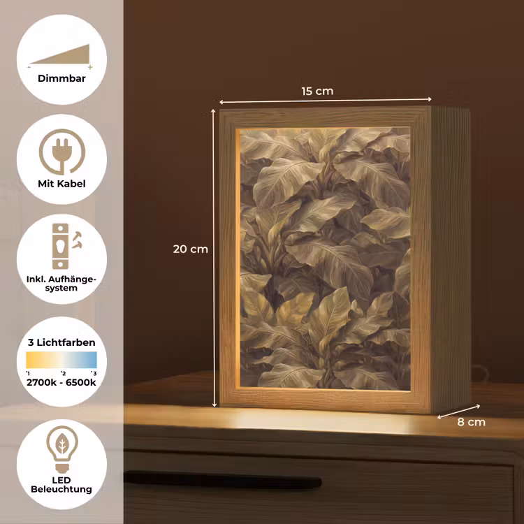Personalisierte Lightbox - Blätter – Tropisch – Gold — 6
