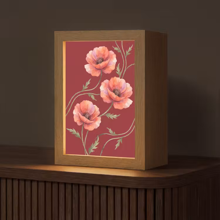 Personalisierte Lightbox - Blumen – Aquarell – Rot — 1