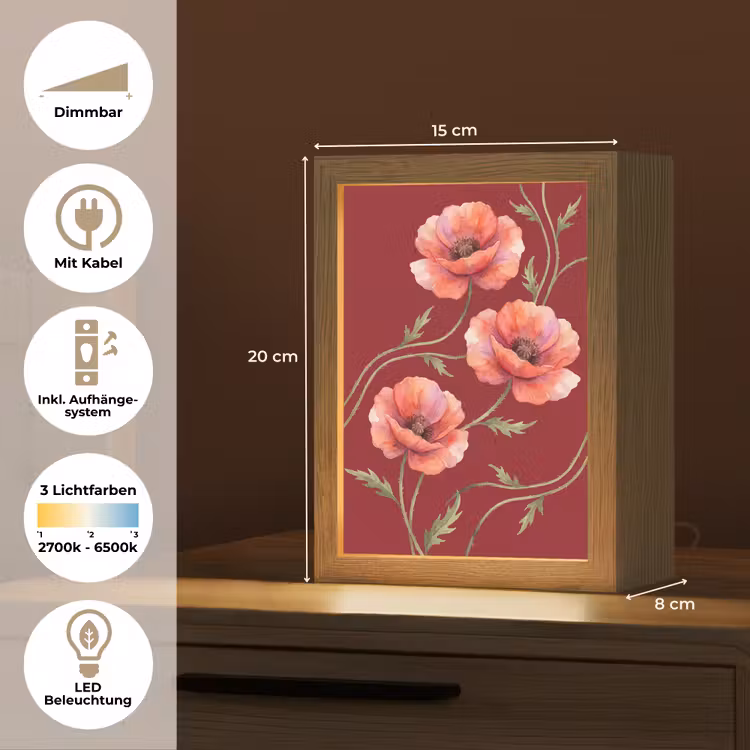 Personalisierte Lightbox - Blumen – Aquarell – Rot — 6