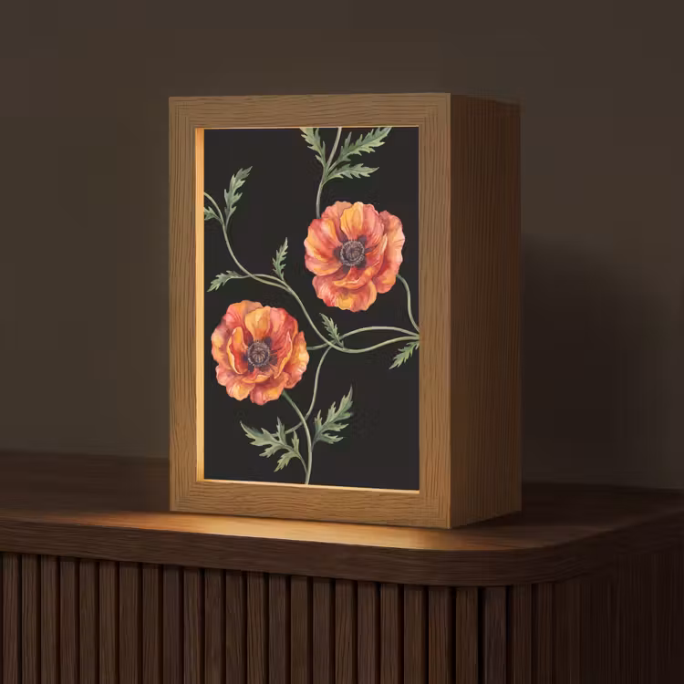 Personalisierte Lightbox - Blumen – Aquarell – Schwarz — 1