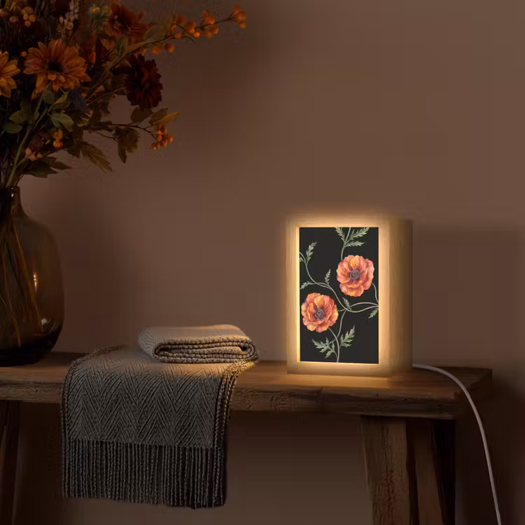 Personalisierte Lightbox - Blumen – Aquarell – Schwarz — 3