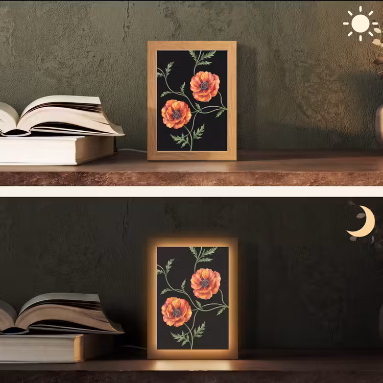 Personalisierte Lightbox - Blumen – Aquarell – Schwarz — 5