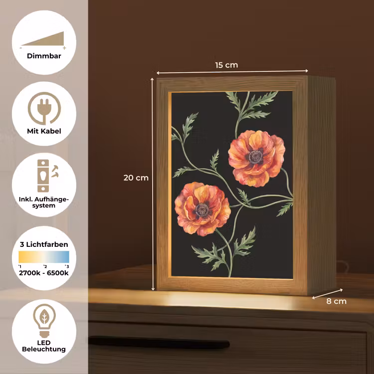 Personalisierte Lightbox - Blumen – Aquarell – Schwarz — 6