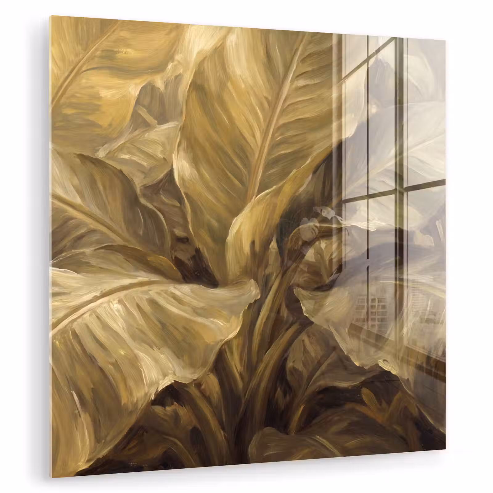 Glasbild - Blätter – Tropisch – Gold — 1