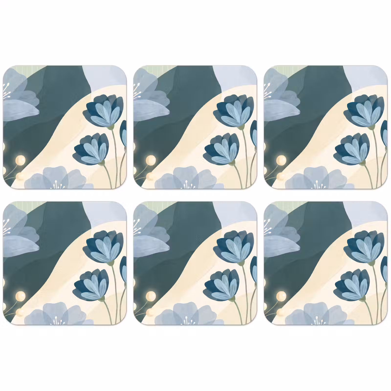 Untersetzer - Blumen – Abstrakt – Blau — 1
