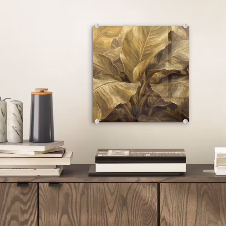 Glasbild - Blätter – Tropisch – Gold — 2