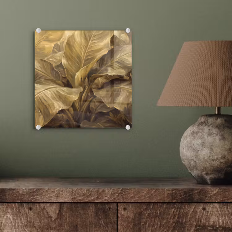 Glasbild - Blätter – Tropisch – Gold — 4