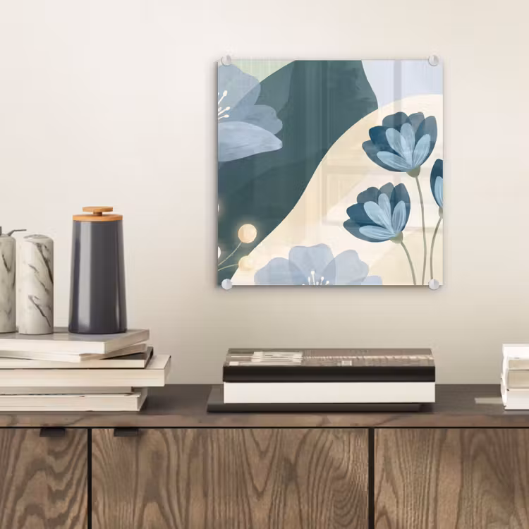 Glasbild - Blumen – Abstrakt – Blau — 2