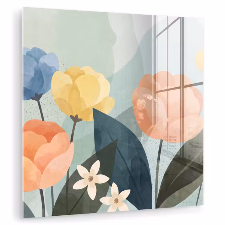 Glasbild - Blumen – Abstrakt – Farbenfroh — 1