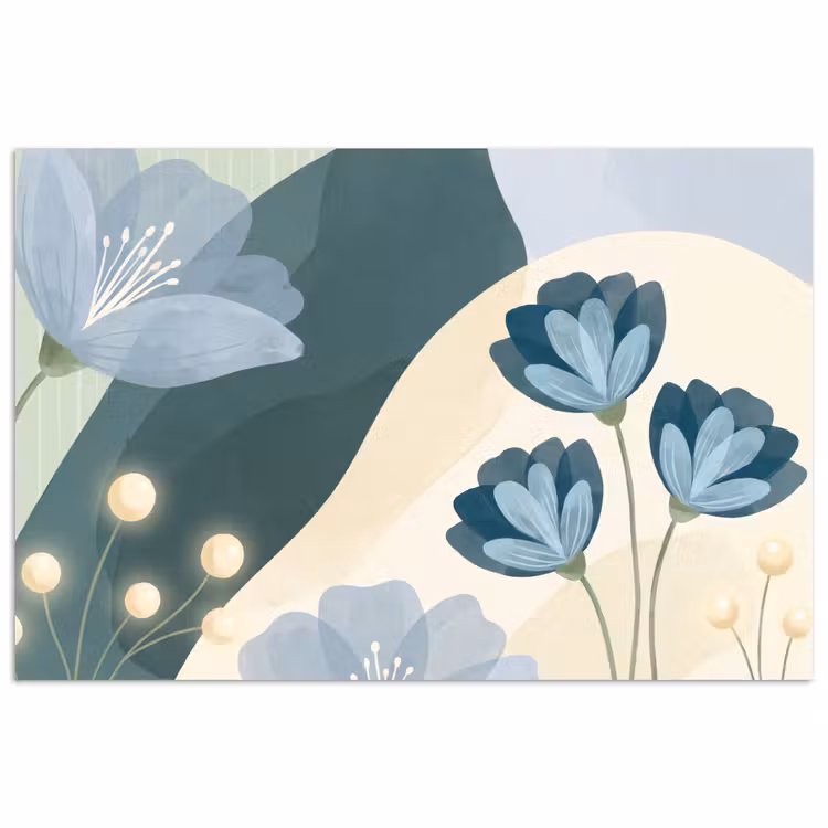 Poster - Blumen – Abstrakt – Blau — 1