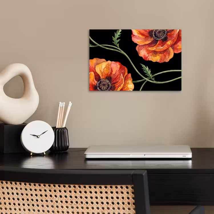 Poster - Blumen – Aquarell – Schwarz — 2