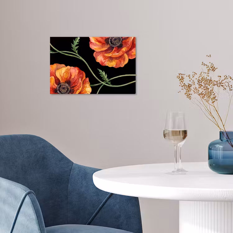 Poster - Blumen – Aquarell – Schwarz — 4