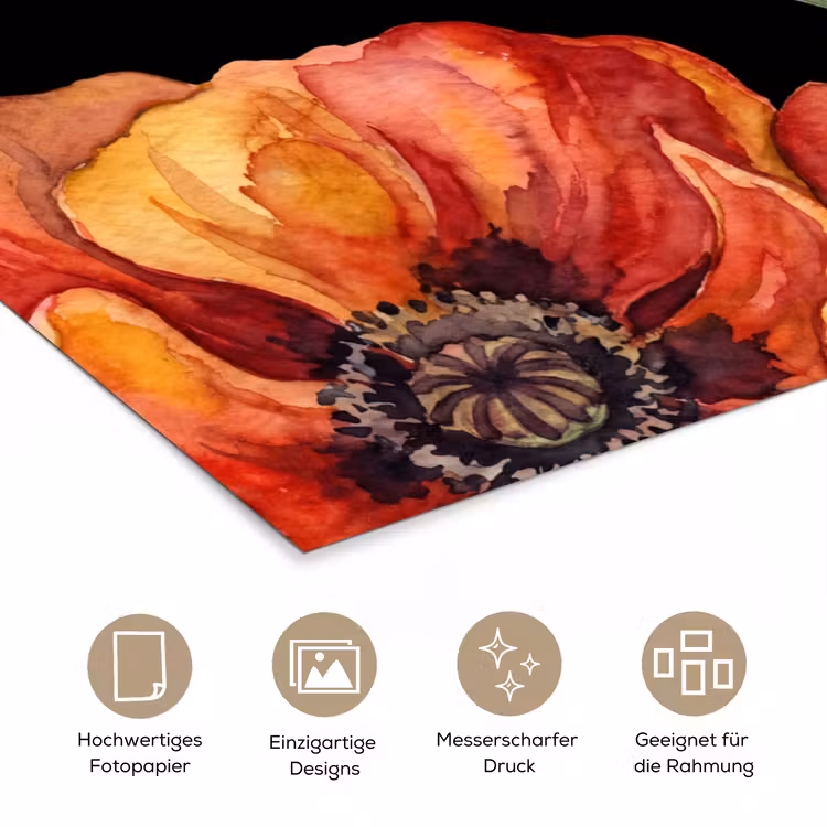 Poster - Blumen – Aquarell – Schwarz — 5