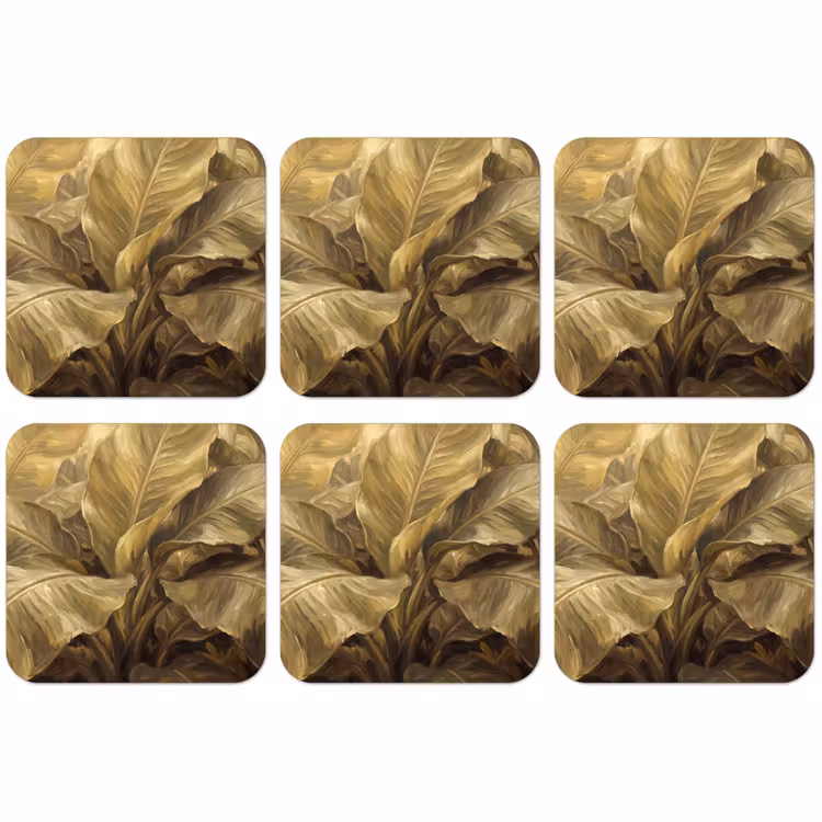 Untersetzer - Blätter – Tropisch – Gold — 1