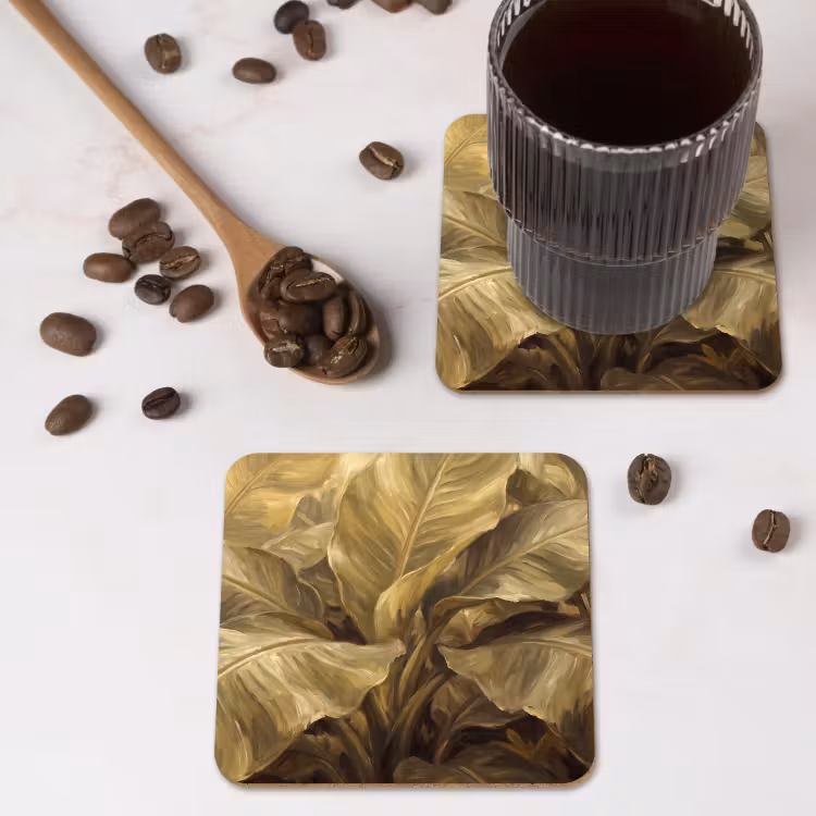 Untersetzer - Blätter – Tropisch – Gold — 4