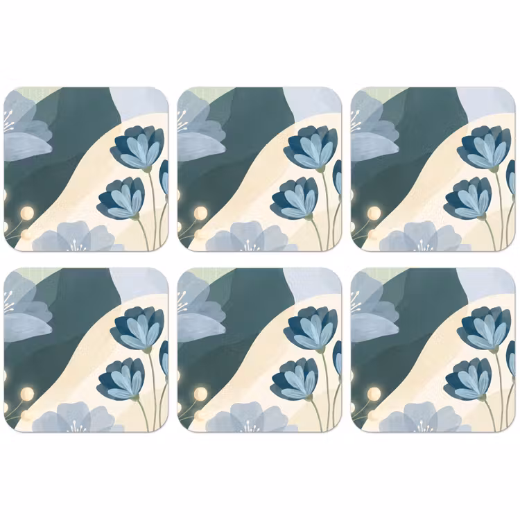 Untersetzer - Blumen – Abstrakt – Blau — 1