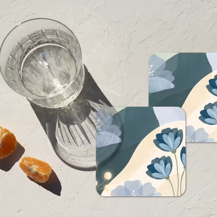 Untersetzer - Blumen – Abstrakt – Blau — 2