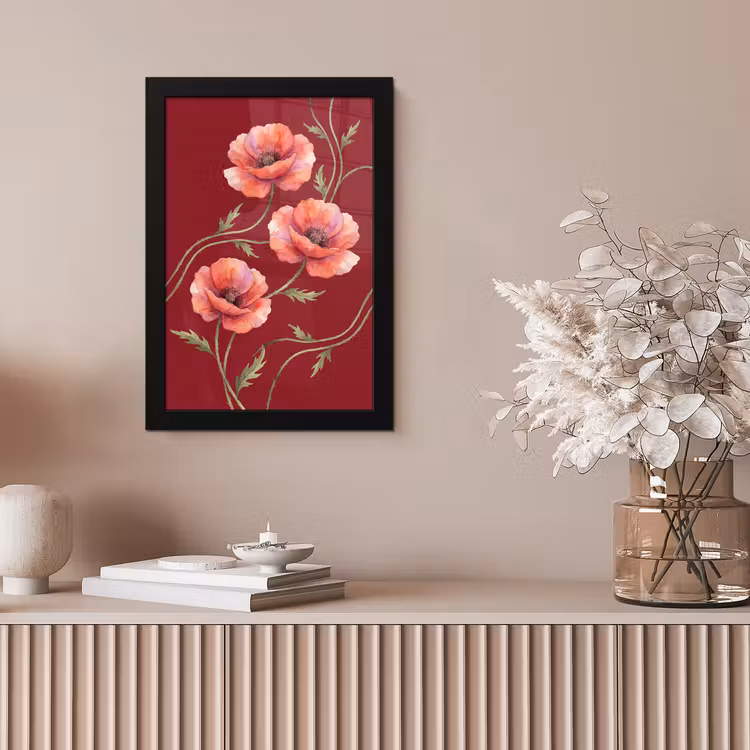 Bilder mit Rahmen - Blumen – Aquarell – Rot — 4