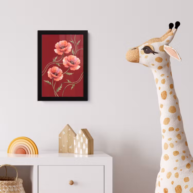 Bilder mit Rahmen - Blumen – Aquarell – Rot — 5