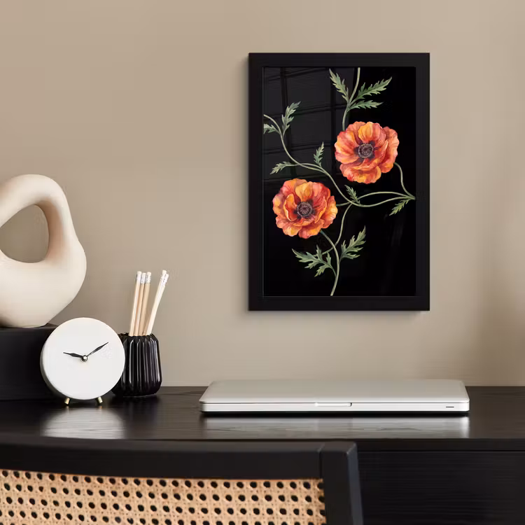 Bilder mit Rahmen - Blumen – Aquarell – Schwarz — 2