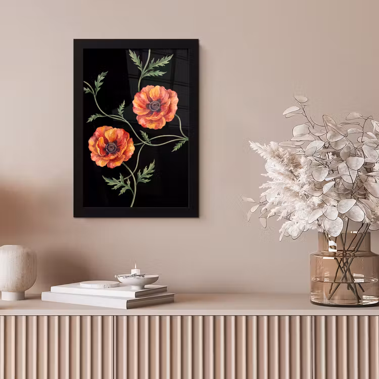 Bilder mit Rahmen - Blumen – Aquarell – Schwarz — 4