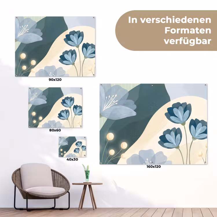 Gartenposter - Blumen – Abstrakt – Blau — 6
