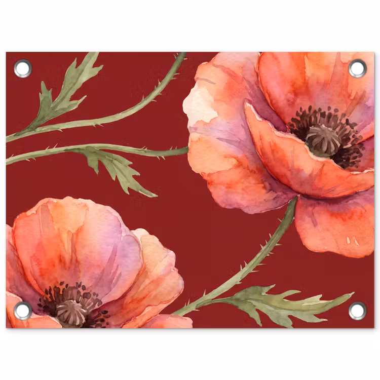 Gartenposter - Blumen – Aquarell – Rot — 1