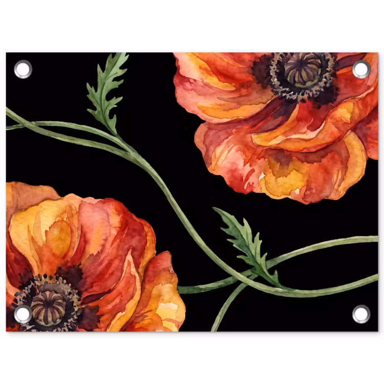 Gartenposter - Blumen – Aquarell – Schwarz — 1