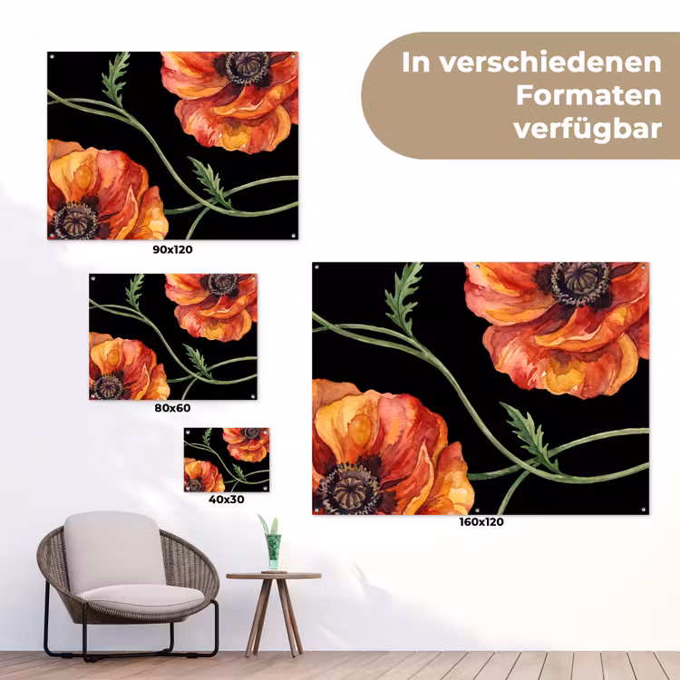Gartenposter - Blumen – Aquarell – Schwarz — 6
