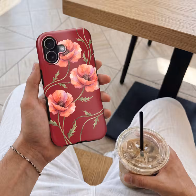 Handyhülle Toughcase - Blumen – Aquarell – Rot — 4