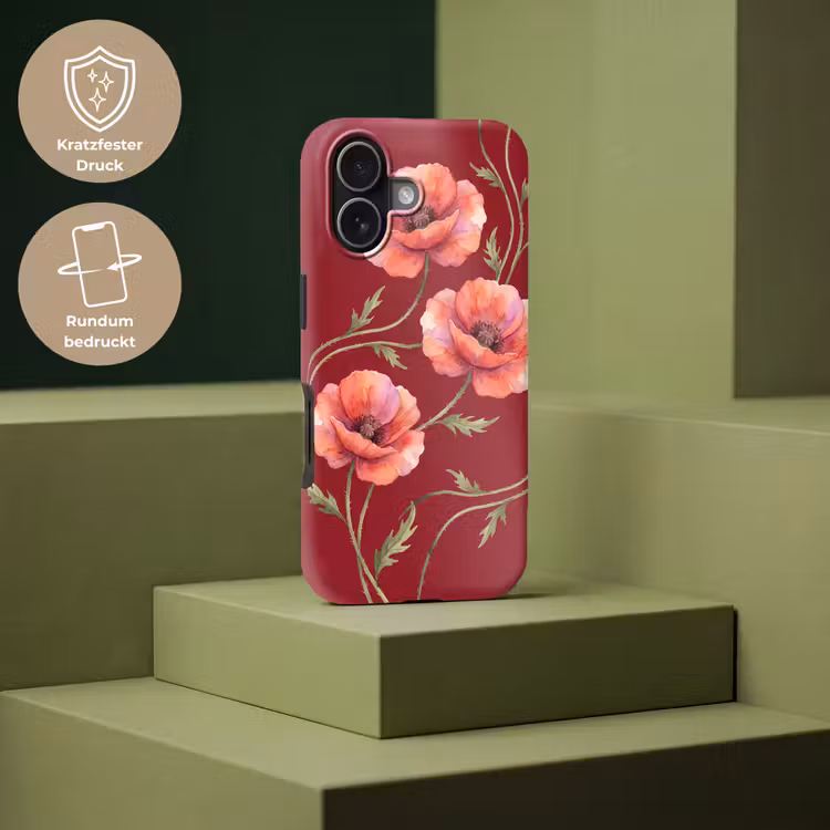 Handyhülle Toughcase - Blumen – Aquarell – Rot — 7