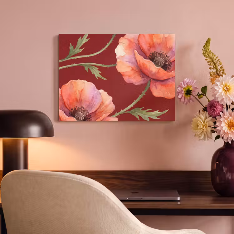 Akustikbild - Blumen – Aquarell – Rot — 6