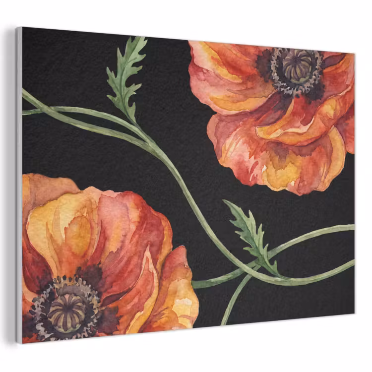 Akustikbild - Blumen – Aquarell – Schwarz — 1