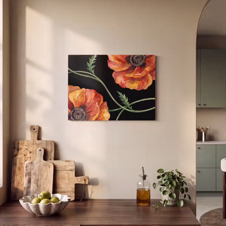 Akustikbild - Blumen – Aquarell – Schwarz — 4