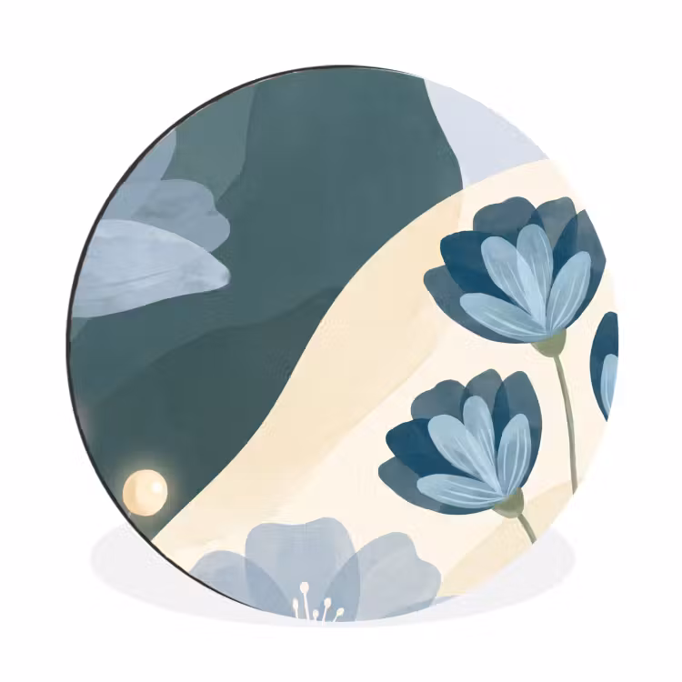 Alu-Dibond-Bild Rund - Blumen – Abstrakt – Blau — 1