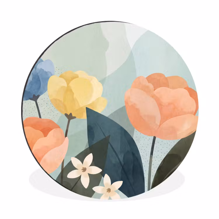 Alu-Dibond-Bild Rund - Blumen – Abstrakt – Farbenfroh — 1