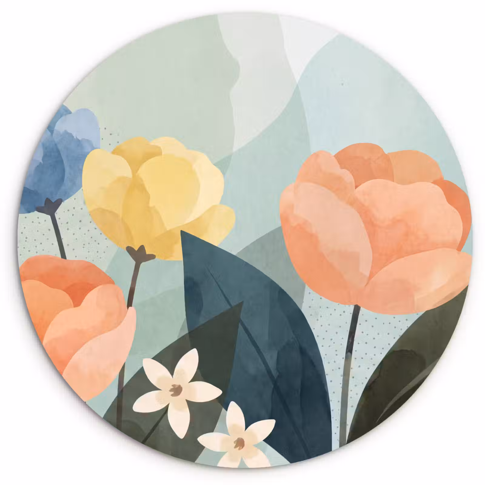 Glasbild Rund - Blumen – Abstrakt – Farbenfroh — 1