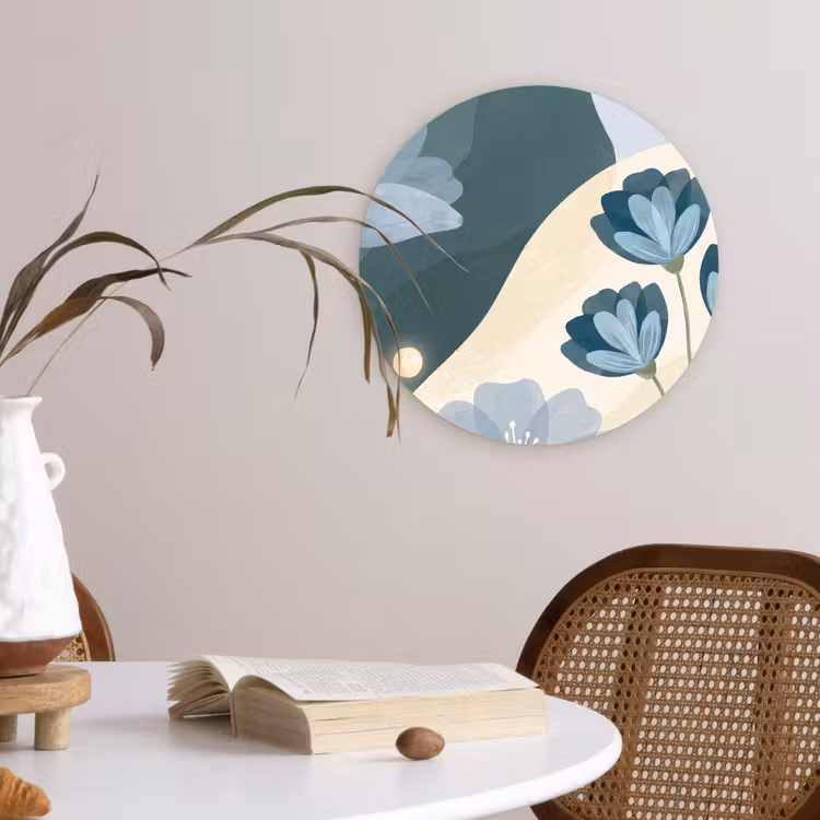 Glasbild Rund - Blumen – Abstrakt – Blau — 4