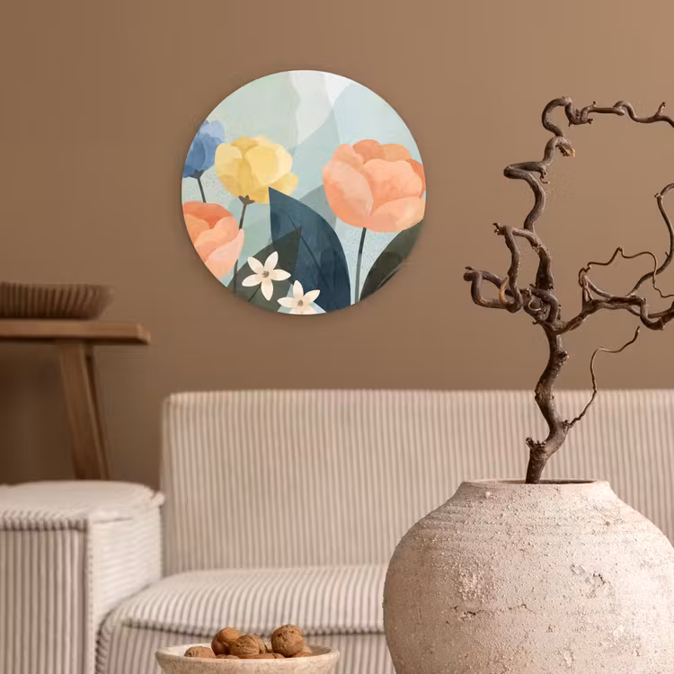 Glasbild Rund - Blumen – Abstrakt – Farbenfroh — 2